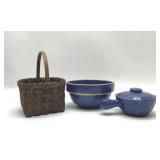 Pottery bowls and country basket