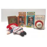 Shirley Temple book, raggedy Ann dolls
