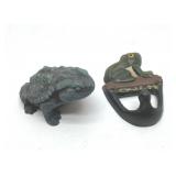 TOAD YARD STATUE AND FROG CAST IRON HOOK
