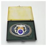 VTG Blue enamel Teamster Belt Buckle