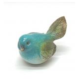 PETITE CERAMIC BIRD WITH LEAF WINGS. & TAIL