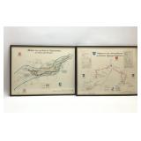 2 1944-45 WWII Framed European War Maps