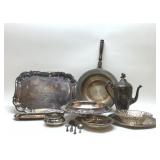 Assorted silver plate serving pieces