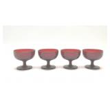 4 Ruby Red Pedestal Dessert Cups