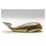 Solid brass whale paperweight 9''