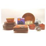 Assorted autumn dishes and decor