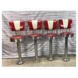4- 1950'S CHROME DINER BAR STOOLS