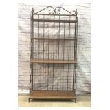 Rustic wrought iron and wood bakers rack