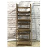Folding wooden ladder shelf