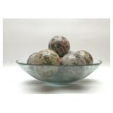 LG BOWL WITH CERAMIC FLORAL BALLS