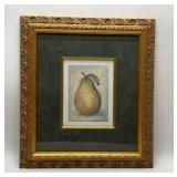 FRAMED PEAR ART, SIGNED 18X16''