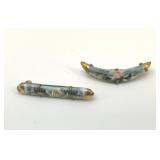 2 VICTORIAN PORCELAIN BROOCHES