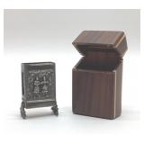 Antique Metal Matchbook & Wood Cigarette Holder