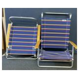 2 STRIPED BEACH CHAIRS