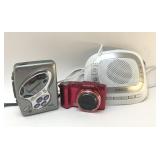 HOMEDICS sound machine, Olympus camera, Sony radio