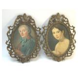 2 Italian framed portraits 7 inches