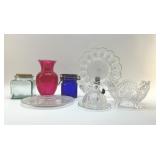 Assorted vintage glassware