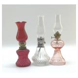 3 PETITE OIL LAMPS 9'