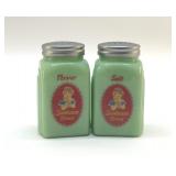 SUNBEAM BREAD JADEITE SALT/PEPPER SHAKERS
