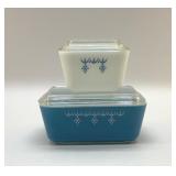 Pyrex blue snowflake refrigerator dishes