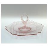 1930's PINK DEPRESSION GLASS TIDBIT TRAY