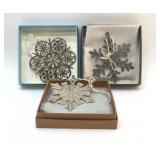3 1990's Snowflake Ornaments 3'