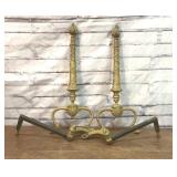 1920's BRASS TORCH ANDIRONS 21'