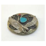 TURQUOISE EAGLE BELT BUCKLE 3''