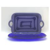 cobalt glass & pottery serving trays 15 '
