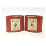 2 VTG Oval Cavalier Cigarettes Advertising Tins