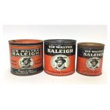 3 VTG Sir Walter Raleigh Tobacco Advertising Tins