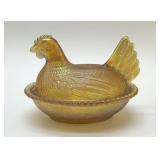 HEN ON A NEST 1960s Indiana glass carnival