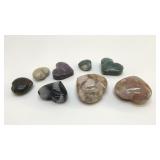 8 POLISHED QUARTZ, CRYSTAL HEARTS