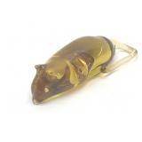 STUDIO ART GLASS AMBER MOUSE 3.5'