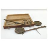 ANTIQUE GOLD SCALES IN CASE 9'