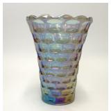 VTG FEDERAL GLASS YORKTOWN GRAY CARNIVAL VASE