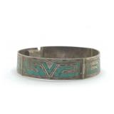 MEXICAN SILVER & TURQUOISE BRACELET 6 1/2 '