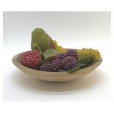 1960S BEADED FRUIT IN A DOUGH BOWL