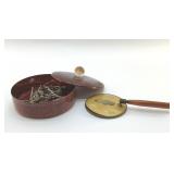 1920's DRESSER BOX, MIRROR, TIE PINS, CUFF LINKS