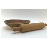 VTG ROLLING PIN AND DOUGH BOWL 15'