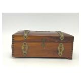 VTG CEDAR WOOD CHEST JEWELRY BOX W/MIRROR