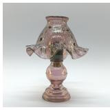 1960's FENTON CABBAGE ROSE FAIRY LAMP 3 pc set