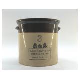 ANTIQUE 3 GALLON CROCK E. SWASEY