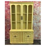 Vintage yellow faux bamboo China cabinet