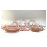 38 PCS ANTIQUE PINK DEPRESSION GLASS