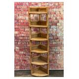 VTG six shelf, bamboo and rattan corner shelf