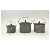 3 VTG GRAY GRANITEWARE ENAMELWARE BERRY BUCKETS