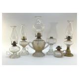 6 ANTIQUE OIL LAMPS