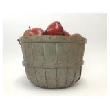 1921 ANTIQUE APPLE BUSHEL BASKET & WOODEN APPLES