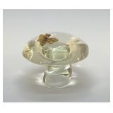 MUSHROOM PAPERWEIGHT WITH BRASS BEE